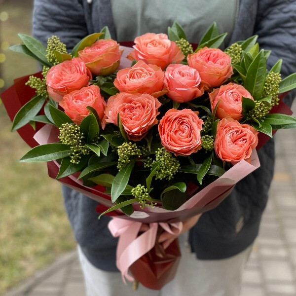  Букет з 11 троянд "Карамельний латте"